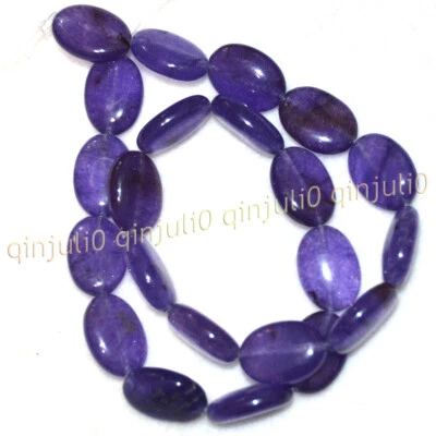 Cuentas sueltas ovaladas de piedras preciosas de amatista púrpura natural de 13x18 mm hilo de 15 pulgadas Foto 1 de 3
