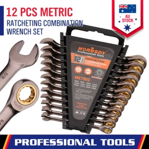 12-Piece Ratchet Spanner Set Metric Wrench Nickel Plating CRV 8-19MM Portable - Picture 1 of 10