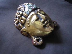 BUDDHA kopf 3d wand deko HOLZ head Gesicht m.Stirn-Spiegel 3.Auge Ruhe-buddha? - Bild 1 von 10