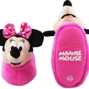 NWT Minnie Mouse Disney Girls 3D Minnie Head Sock Top Slippers Size 9/10 - Picture 1 of 10