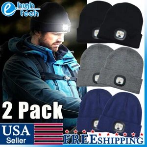 1/2 pieza Unisex LED Gorro Sombrero Luz Recargable Invierno Cálido Tejido Faro Gorra - Imagen 1 de 20