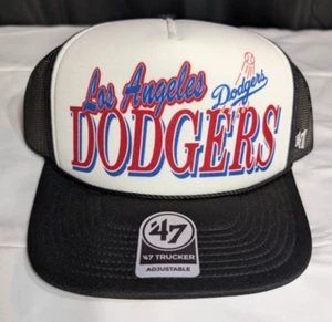 Los Angeles Dodgers Trucker LA ‘47 White Black Mesh Foam Adjustable Snapback Hat - Picture 1 of 3