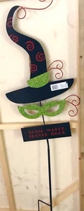 Halloween Witch Hat “Toxic Waste Served Here”Metal Garden Stake Sunset Vista 41” - Picture 1 of 4