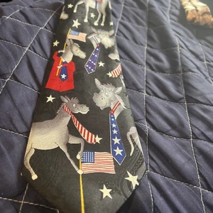 DINO ROMARO MEN'S DEMOCRATIC DONKEY Necktie Tie Election Presidential Democrat - Picture 1 of 6