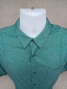 Cubavera Mens Large Green Short Sleeve Button Shirt 100% Polyester - Picture 1 of 12
