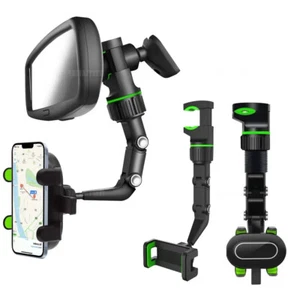 360° Car Phone Holder Rotatable And Retractable Rearview Mirror Universal Mount - Picture 1 of 22