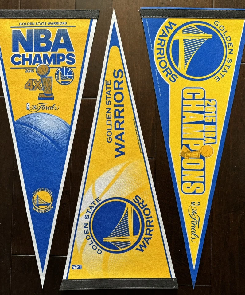 (Lote de 3) 2015 Golden State Warriors 4x Campeones de la NBA Banderines Stephen Curry Nuevo Foto 1 de 1