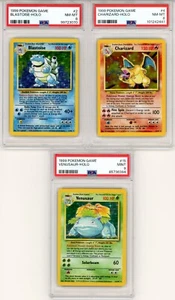 Pokémon TCG Charizard , Blastoise And Venusaur BASE SET PSA 8/PSA 9 Trio Mint - Picture 1 of 7
