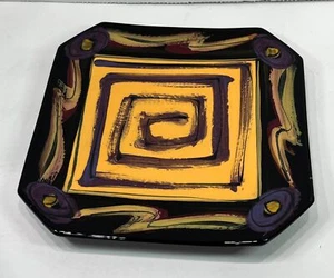 Karen Howell 91/2" Quadratisch Abstrakt Modern Studiokeramik Teller EUC - Bild 1 von 3