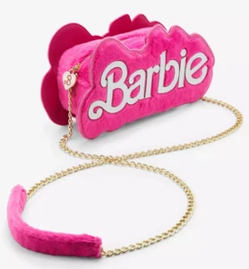 Muñeca Barbie "La Película" Bandolera Difusa ROSA CALIENTE Cadena Dorada/Dije Bolso Cartera NUEVO - Imagen 1 de 7