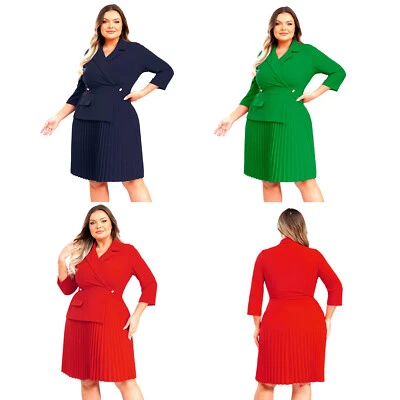 Mujeres Elegantes Vestidos de Fiesta Cuello Solapa Mangas 3/4 Banquete Boda Ceremonia   Foto 1 de 3