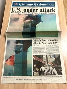 9/11 Chicago Tribune Zeitung "USA Under Attack" ikonische Fotos sehr guter Zustand + - Bild 1 von 5