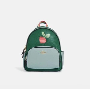 ☂️🍄Coach ☄️MINI☄️ Court Backpack With Radish Gold/Green/Light Teal Multi C8259 - Picture 1 of 8