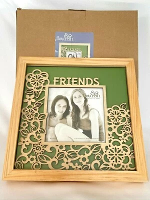 ENESCO Flourish Laser Cut Wood Flower FRIENDS PICTURE FRAME Friendship 4.5 x 4.5 - Image 1 of 4
