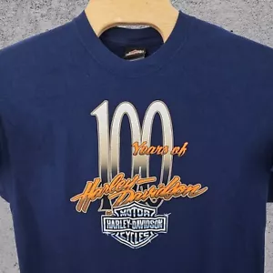 Vintage 1998 Harley Davidson Shirt Men XL Blue 100th Anniversary Hal's Berlin WI - Picture 1 of 13