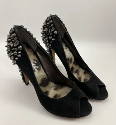 Sam Edelman Black Studded Suede Lorissa Peep toe High Heel Pumps Sz 8M - Image 1 of 4