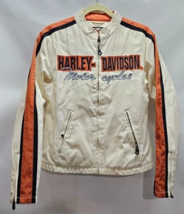 Harley-Davidson Jacket White & Orange RN 103819 CA 03402 Womens Size Medium - Picture 1 of 7