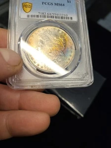 1888-P PCGS MS64 RAINBOW 🌈 TONED MORGAN SILVER DOLLAR - Picture 1 of 6