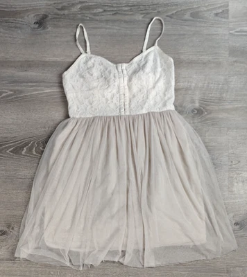 American Eagle AEO Lace Babydoll Dress with Tulle Skirt Smocked Back Size 6 - Image 1 of 4