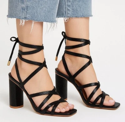 Kaanas Eagle Wrap Heels Black Size 10 New in Box Foto 1 de 4