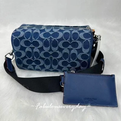 Coach Men's Axel Crossbody In Signature Denim/Deep Blue CY892 + Pouch NWT - Image 1 of 4