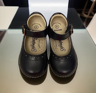 Girls NWB Footmates Leather Mary Jane Shoes Flats Heather Navy Ankle Straps 4 M - Image 1 of 4