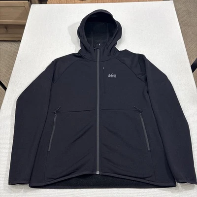 REI Cremallera Completa Capucha Polar Mujer L Polartec Negro Térmico Exterior Ropa Activa Foto 1 de 4