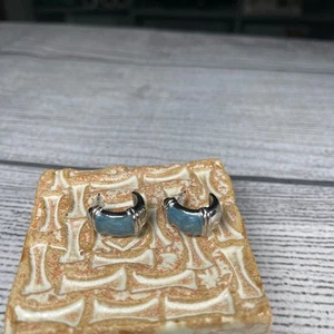Ohrringe Silber und Blau Halbmond - Bild 1 von 4