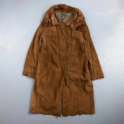 Abrigo Rockabilly Penny Lane de Colección Años 50 60 Cuero Gamuza Genuino Cuello de Piel para Mujer Foto 1 de 4