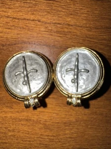 Damen Ohrclips Vintage 1992 Vero, silber & goldfarben 1 Zoll - Bild 1 von 3