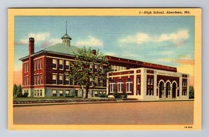 Postal antigua de recuerdo vintage de Aberdeen MD-Maryland, escuela secundaria - Imagen 1 de 2