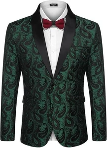 COOFANDY Herren Slim Fit dunkelgrün *nur Jacke* S 38R Schalkragen 1 Knopf - Bild 1 von 7