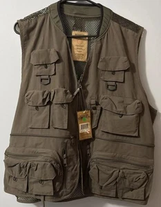 Master Sportsman Mens 2XL Green Rugged Outdoor 23 Pockets/9 Zipper Mens Vest - Picture 1 of 5