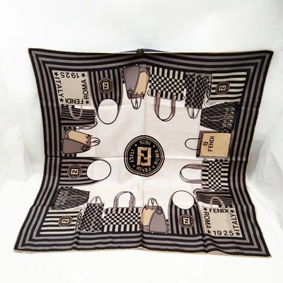 Cachecol Fendi marrom seda 100 bege seda 100 4745502 SEM TARIFA - Imagem 1 de 4