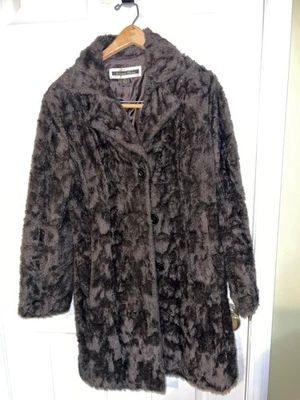 Kristen Blake Brown Faux Fur Collared Mid Length Lined Coat Buttons  Size XS - Image 1 of 4
