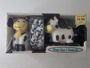 Vintage Houston Harvest Holstein Cow Sugar and Creamer Set Ceramic - Picture 1 of 6