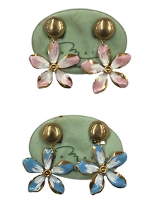 ORECCHINI CLIP FIORE METALLO ORO E SMALTO BIGIOTTERIA VINTAGE ANNI 70-90 CM 5,5 - Imagen 1 de 4