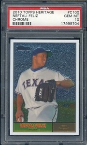 2010 Topps Heritage Chrome #100 Neftali Feliz PSA 10 Texas Rangers (0949/1961)
