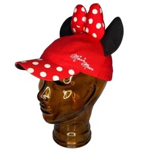 Disney Parks Youth Girls Minnie Mouse Red Polka Dot Plush Ears Baseball Hat Cat - Picture 1 of 6