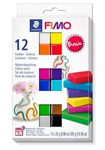 Staedtler FIMO Soft 12x25g Basic Colours Modelling Moulding Oven Bake Clay Pack - Picture 1 of 2