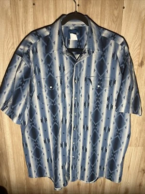 De colección Wrangler Azul Occidental Azteca Para Hombre XLT Perla A Presión Botón Rodeo Foto 1 de 4