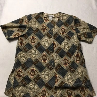 VTG Christie & Jill Blouse Women 1X Multicolor Abstract short Sleeve Foto 1 de 4
