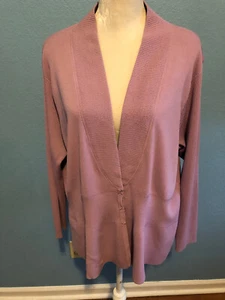 Ideology 3/4 length sleeve, snap front cardigan in lilac color - Picture 1 of 9