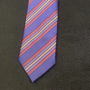 Daniel De Fasson Mens Tie Stripe Blue 100% silk 58"x4" - Picture 1 of 6