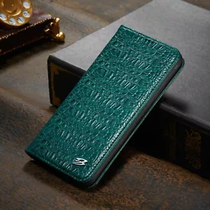 Lujo Genuino Cuero de Vaca Billetera Magnético Abatible Estuche Cubierta Para Apple iPhone - Imagen 1 de 20