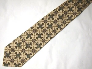Cravatta cravatta uomo struttura vintage beige blu marrone floreale 56" corta - Foto 1 di 4