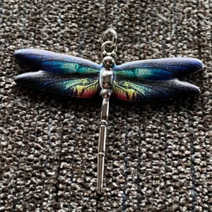 Multicolor Dragonfly Pendant Silver Necklace Jewelry Gift For Women Girls - Picture 1 of 8