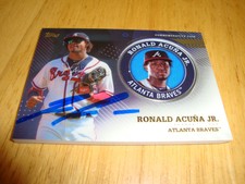 Ronald Acuna Jr Atlanta Braves IP Autograph Auto 2020 Topps series 2 coin Card