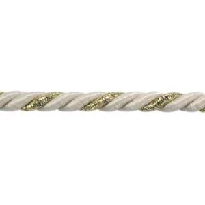 (DE) ab 10 m Lurexkordel Ø7 mm ecru & gold Dekokordel Bastelkordel (0,79 €/m) - Bild 1 von 1