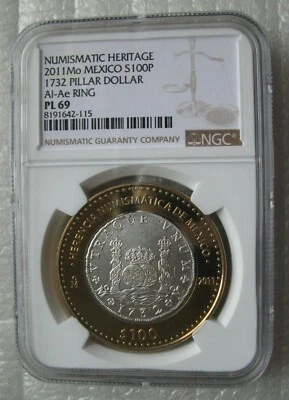 Mexico 100Pesos 2011 Silver Coin Numismatic Heritage 1732 Pillar Dollar NGC PL69 - Image 1 of 4